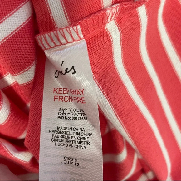 Joules Sienna Dress size 6 Stripe T-Shirt Jersey Flare Sleeves coral striped - Picture 7 of 8